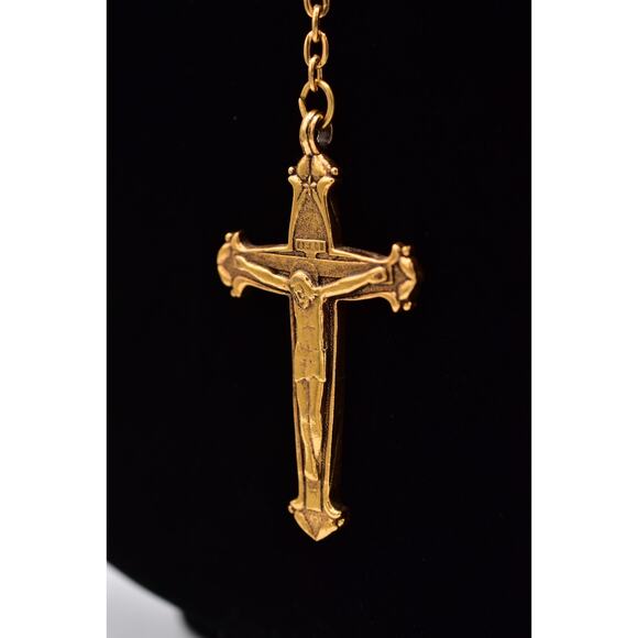 Vintage Vatican Library Collection Pearl Rosary Cross Necklace Gold Signed BinBQ - Picture 8 of 12